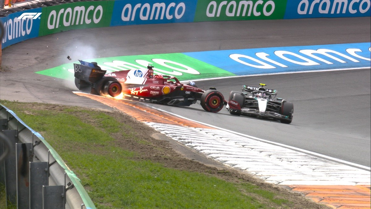 Videón Charles Leclerc és Andrea Kimi Antonelli nagy ütközése a Holland Nagydíjról!