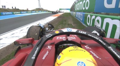 Videón, ahogy Hamilton összetöri a Ferrarit a Holland Nagydíjon!